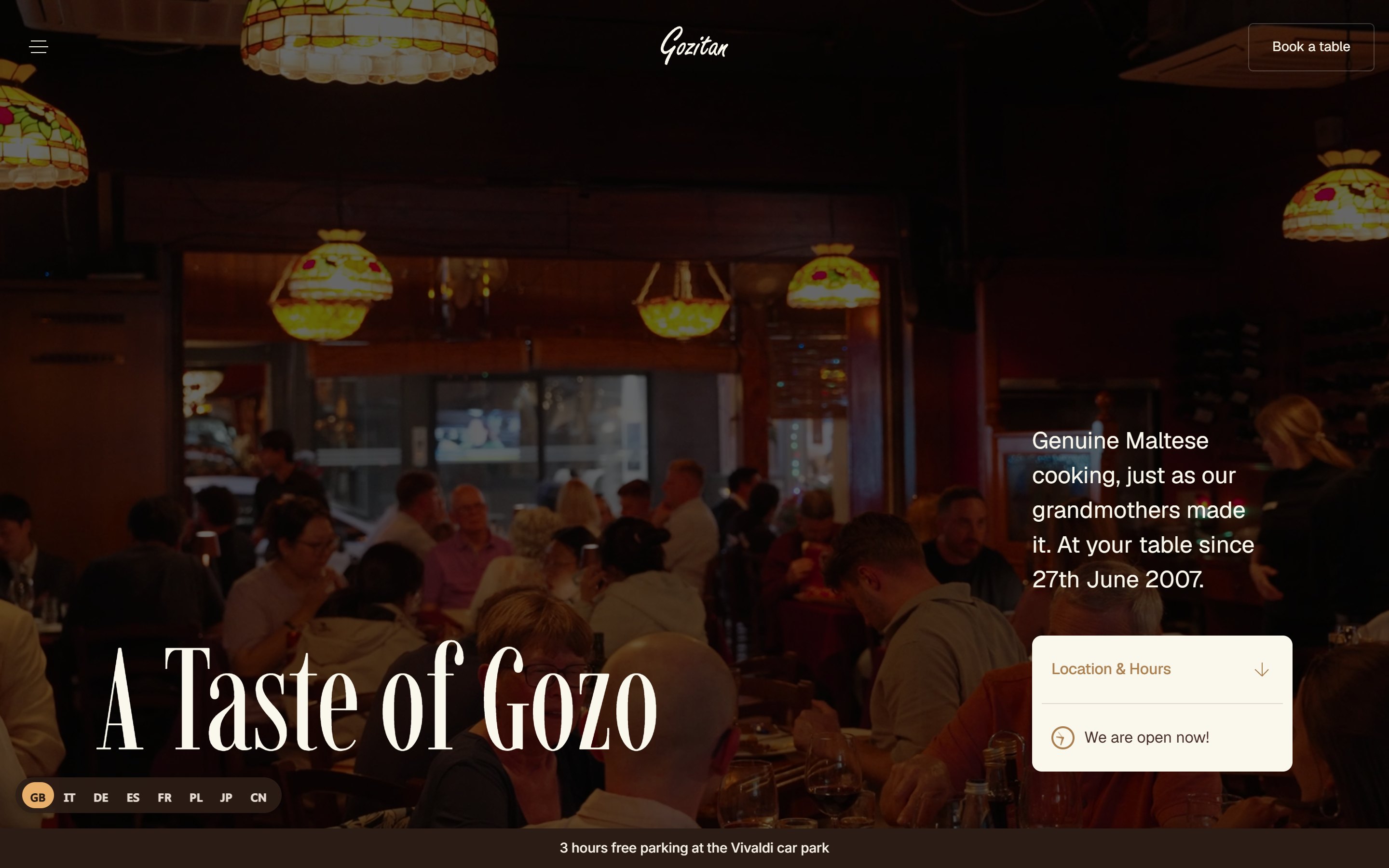 Gozitan Restaurant website