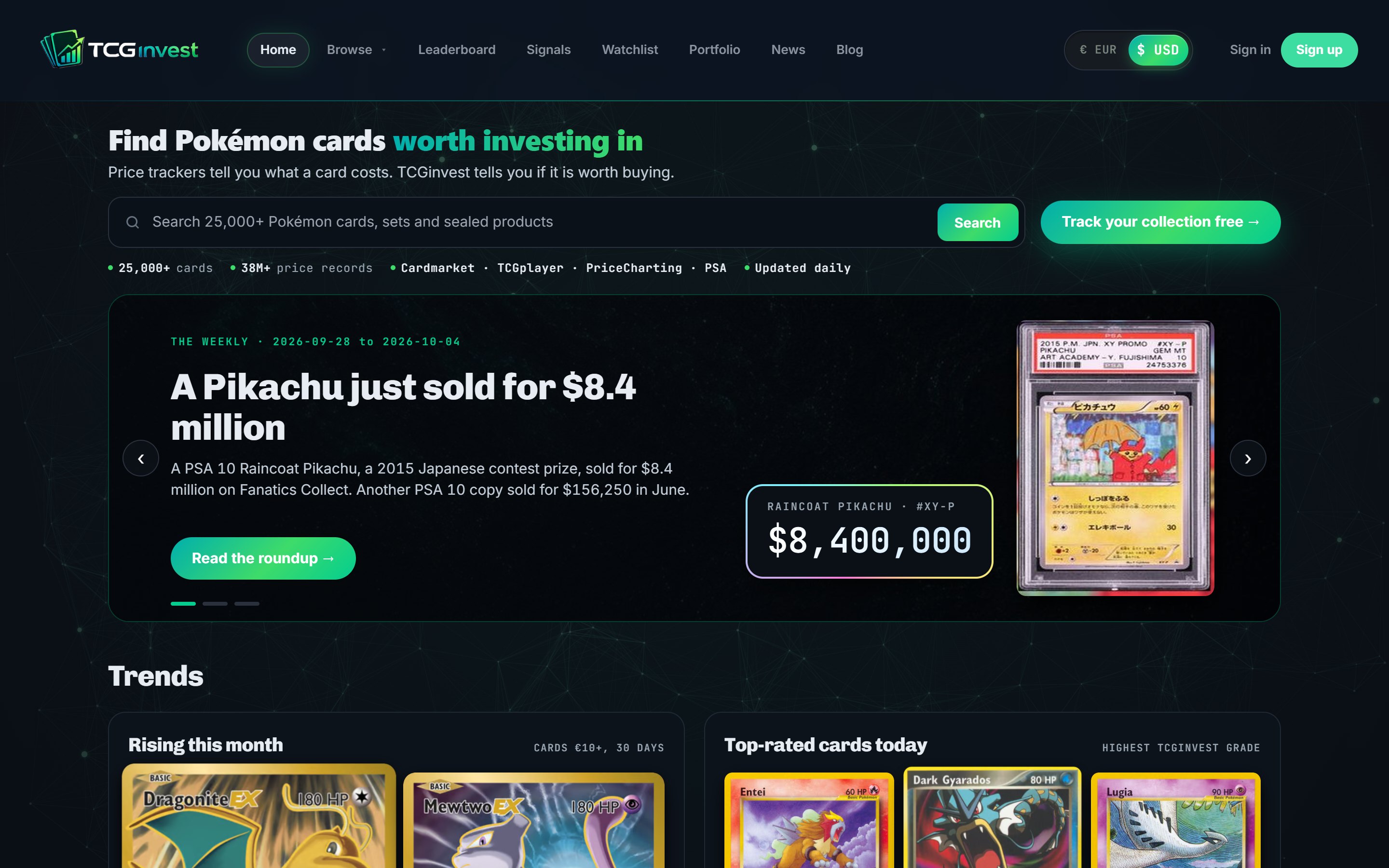 tcginvest.io home page